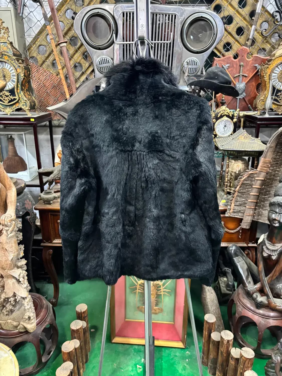 대건 모피 양가죽 레이어드 토끼 털 자켓 상품이미지4