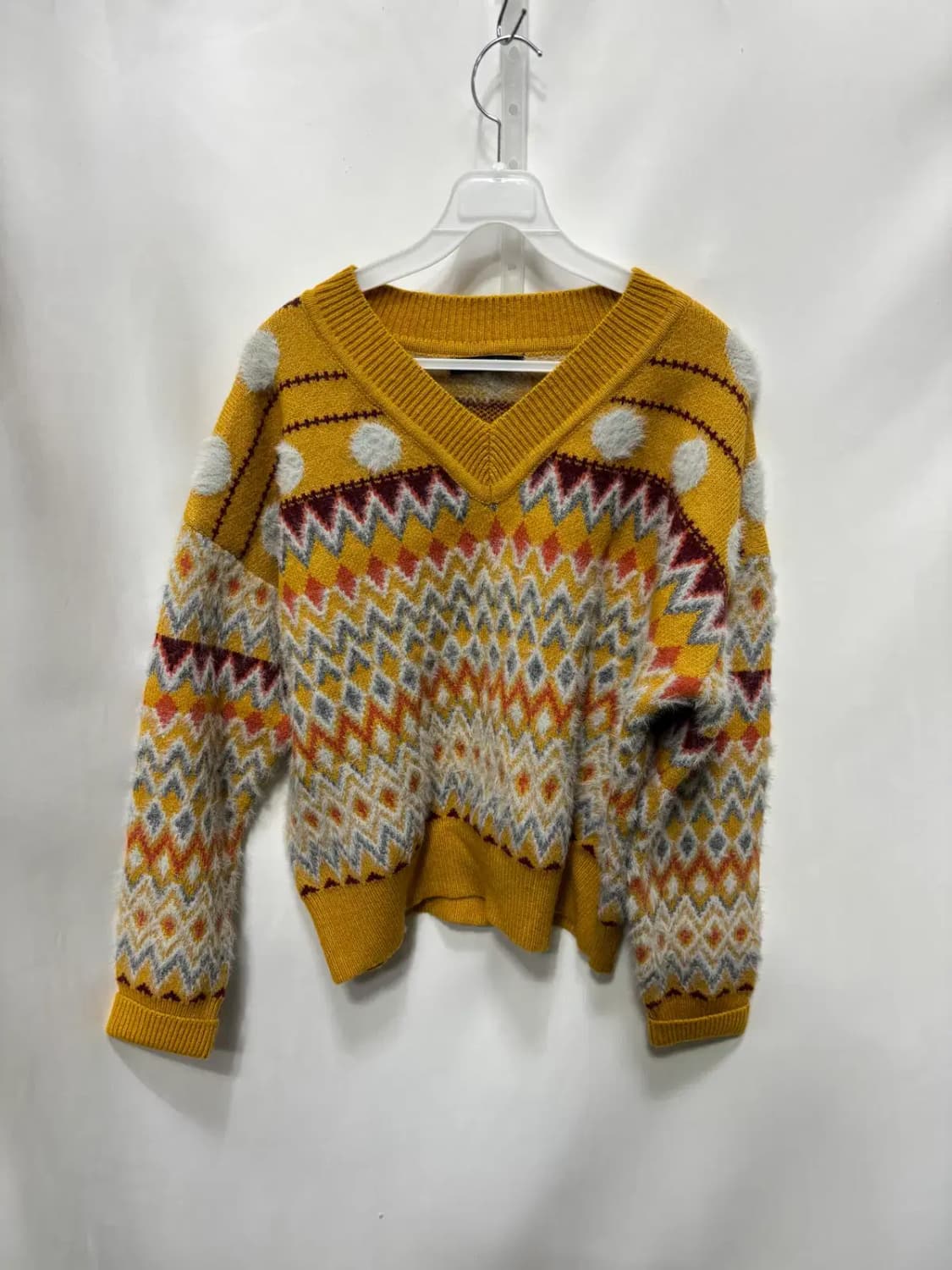 수스(SOOS)V넥 기하학적 패턴 니트 스웨터 S 상품이미지1