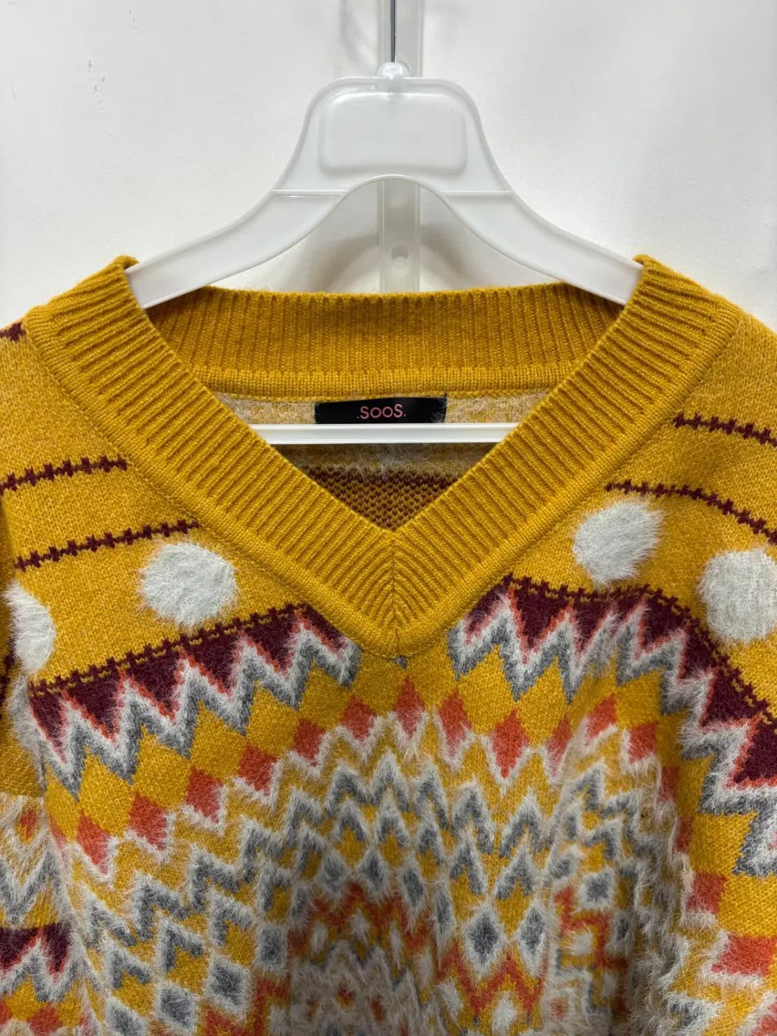 수스(SOOS)V넥 기하학적 패턴 니트 스웨터 S 상품이미지2