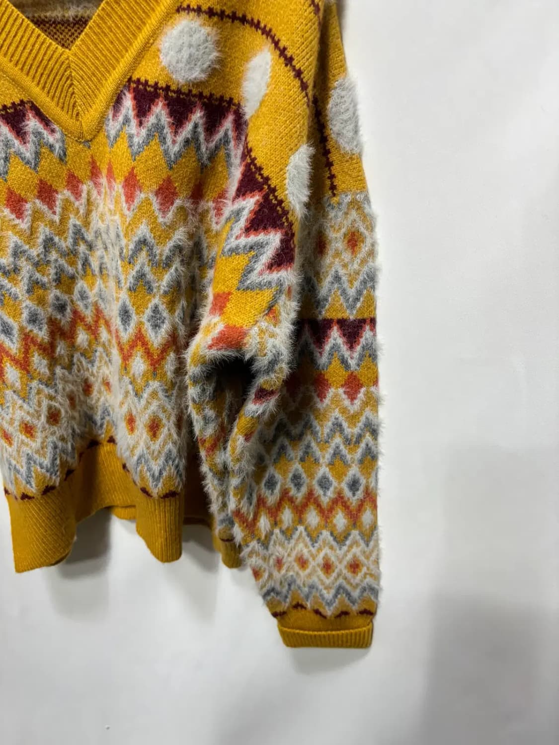 수스(SOOS)V넥 기하학적 패턴 니트 스웨터 S 상품이미지3