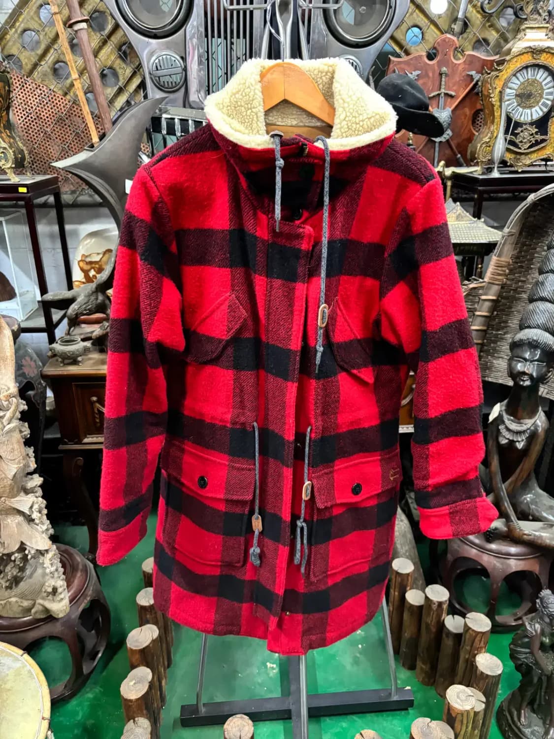 울리치 & 아베크롬비 앤 피치 콜라보 타탄 체크 울 코트 상품이미지1