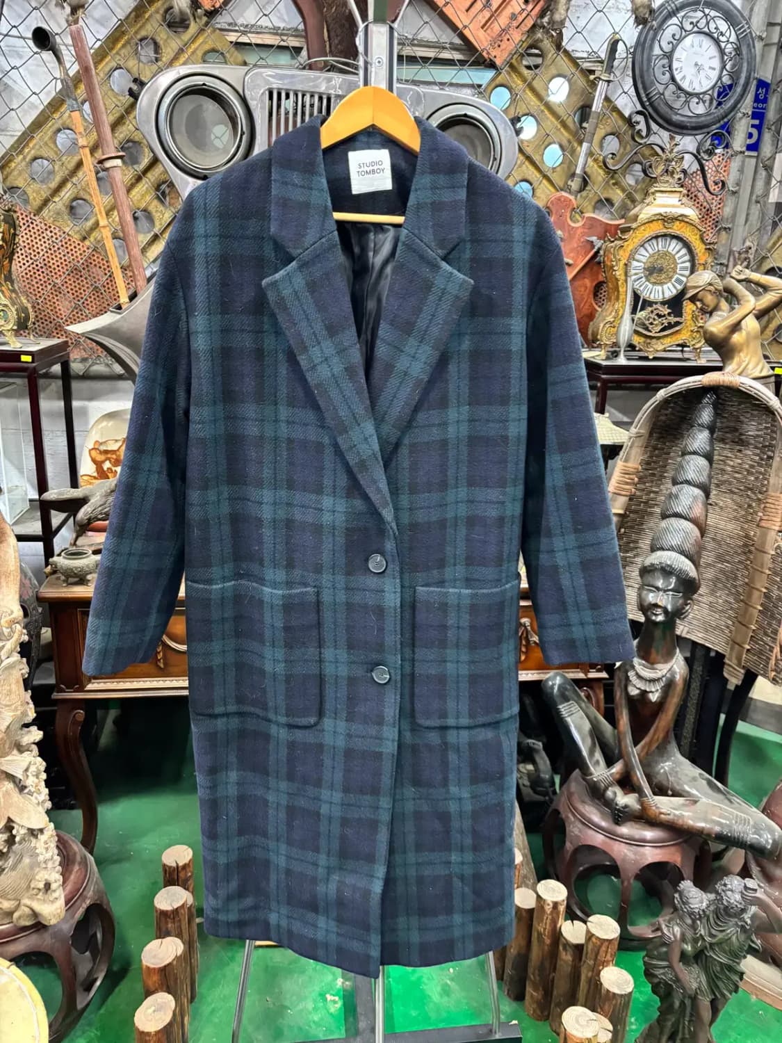 스튜디오 톰보이(STUDIO TOMBOY)체크 모 롱코트 상품이미지1