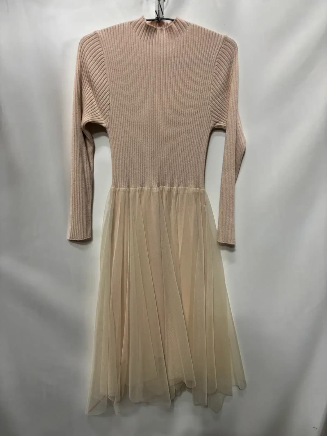 골지 니트 망사 스커트 롱 원피스 상품이미지1