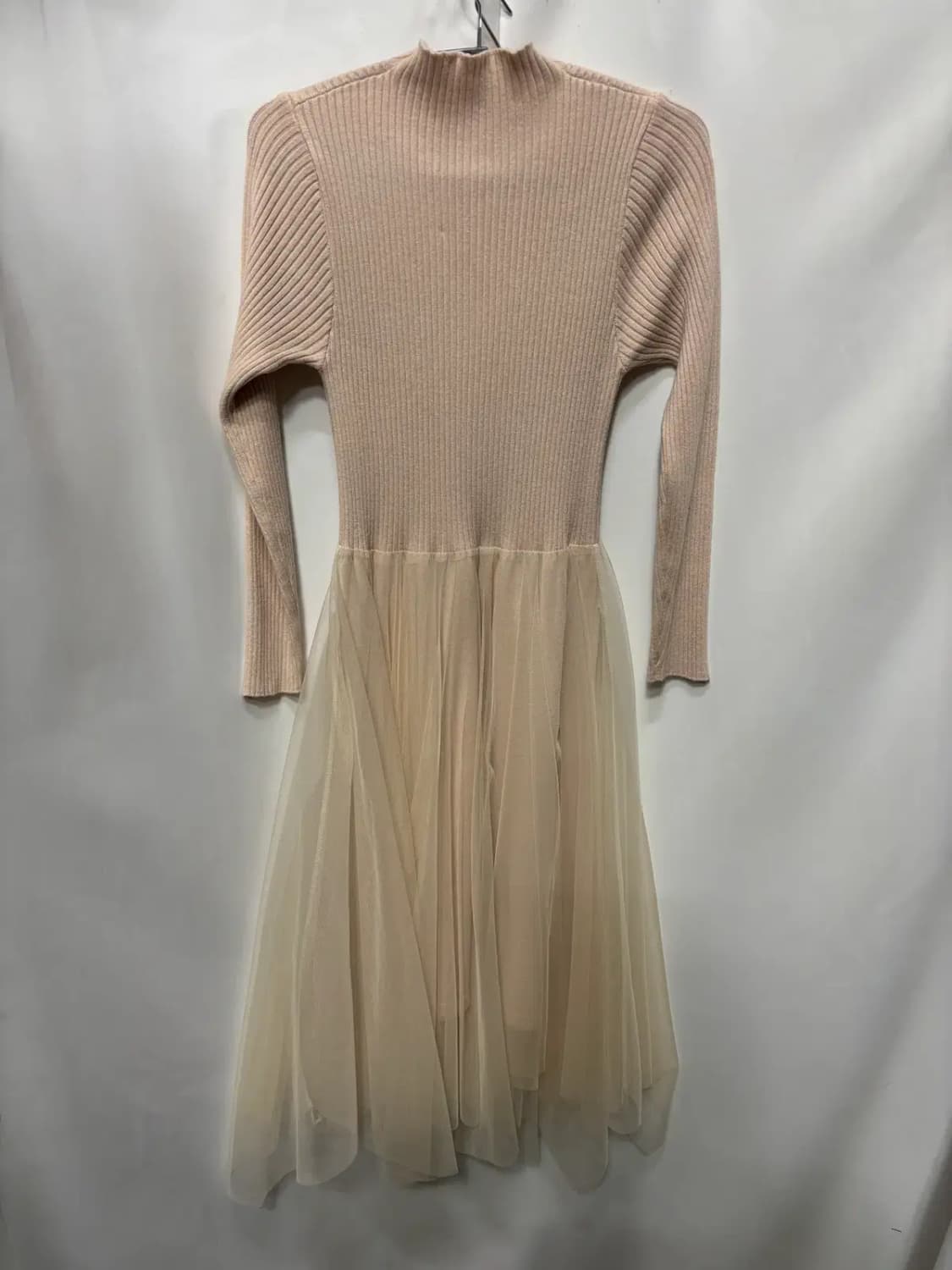 골지 니트 망사 스커트 롱 원피스 상품이미지4