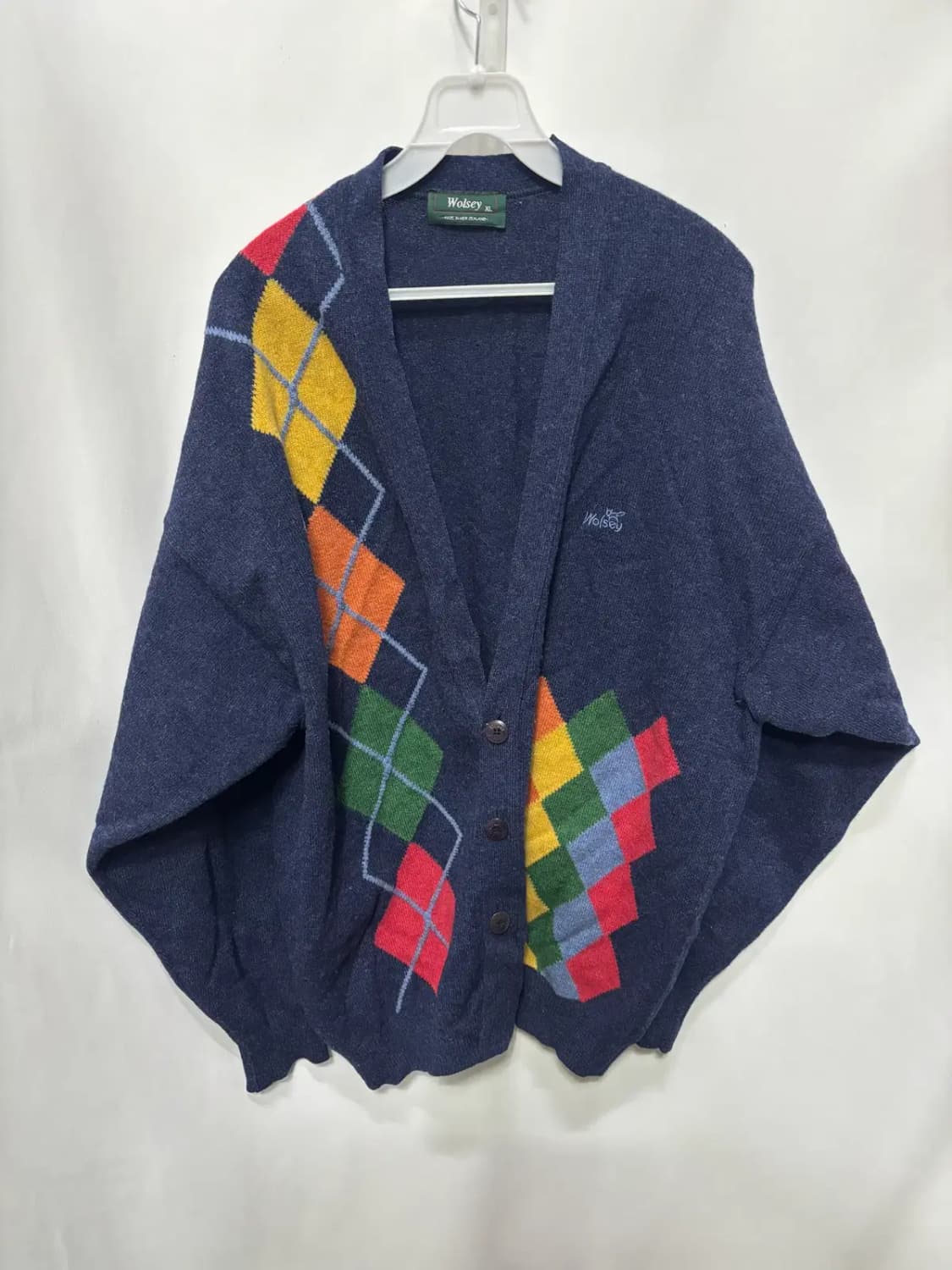 울시(Woolsey)아가일 패턴 네이비 가디건 XL 상품이미지1