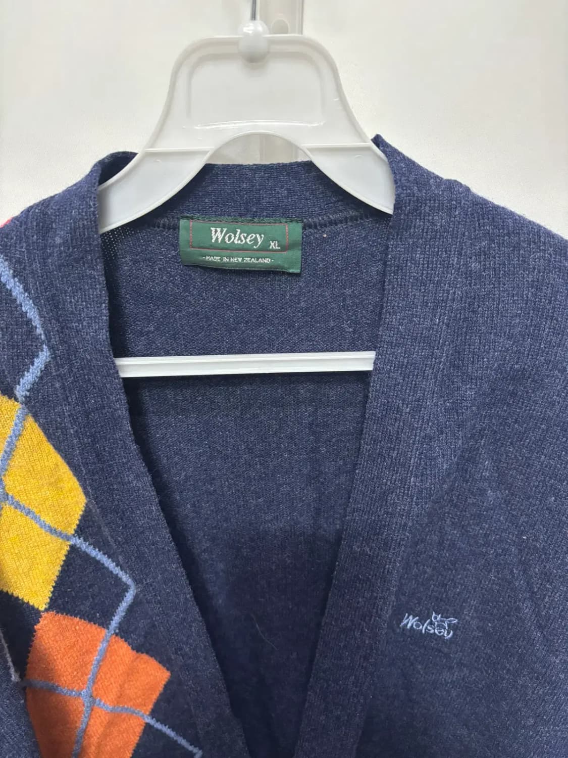 울시(Woolsey)아가일 패턴 네이비 가디건 XL 상품이미지2