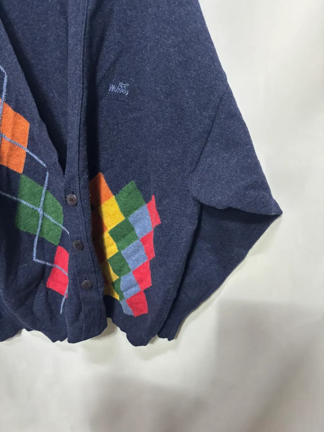 울시(Woolsey)아가일 패턴 네이비 가디건 XL 상품이미지3