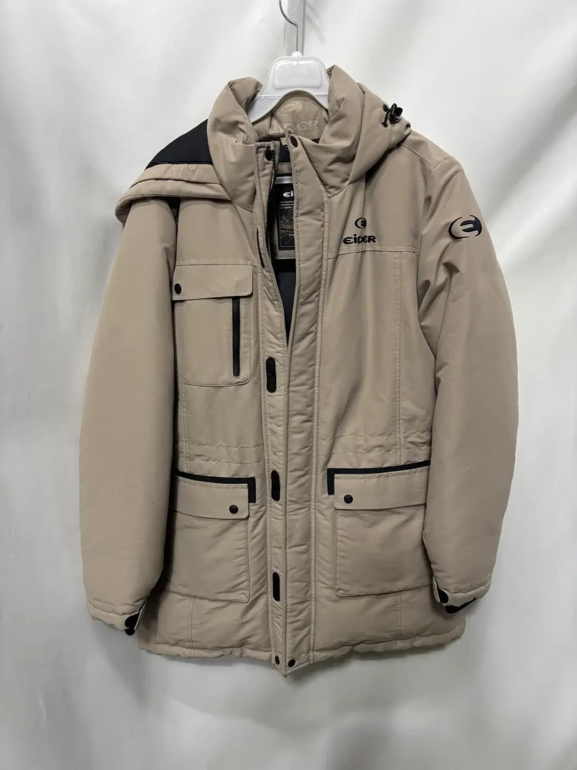 아이더(Eider)베이지 덕다운 후드 패딩 점퍼 상품이미지1