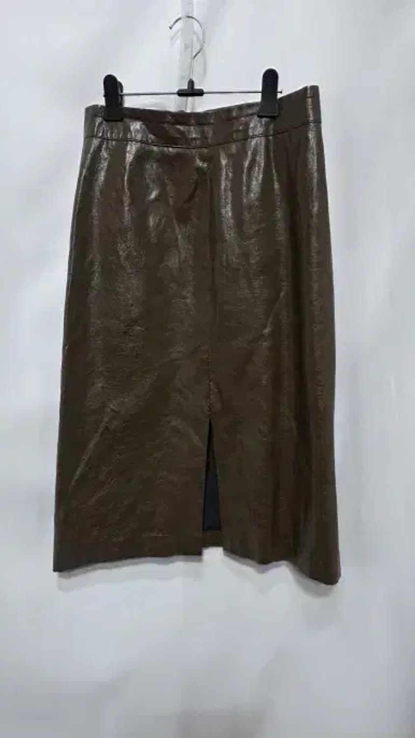 퀸즈레빗 빈티지 브라운 가죽 앞트임 스커트 S 상품이미지1