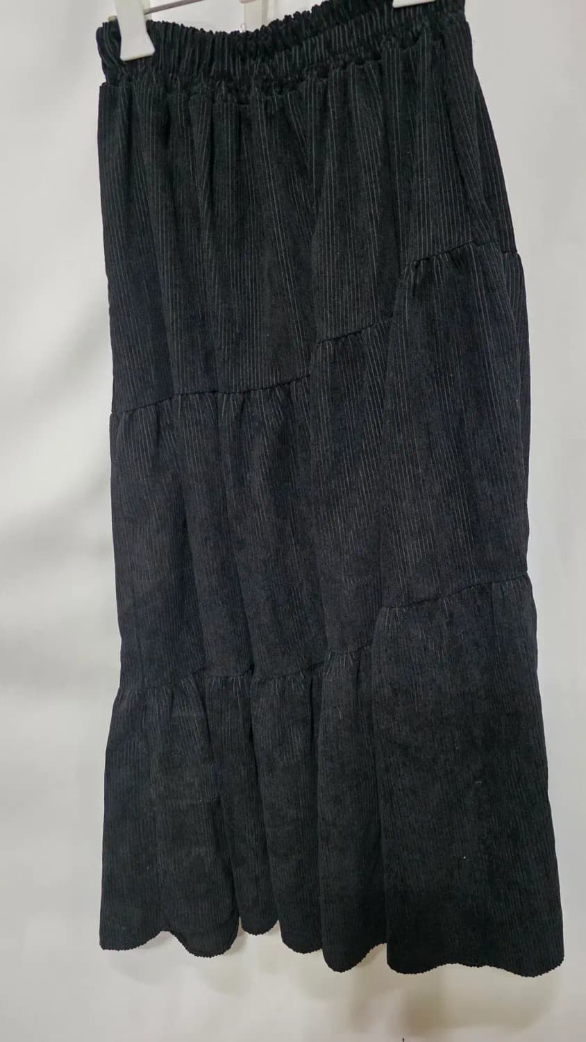 블랙 골지 밴딩 캉캉 롱 스커트 편한치 코듀로이스커트 골덴치마 상품이미지2