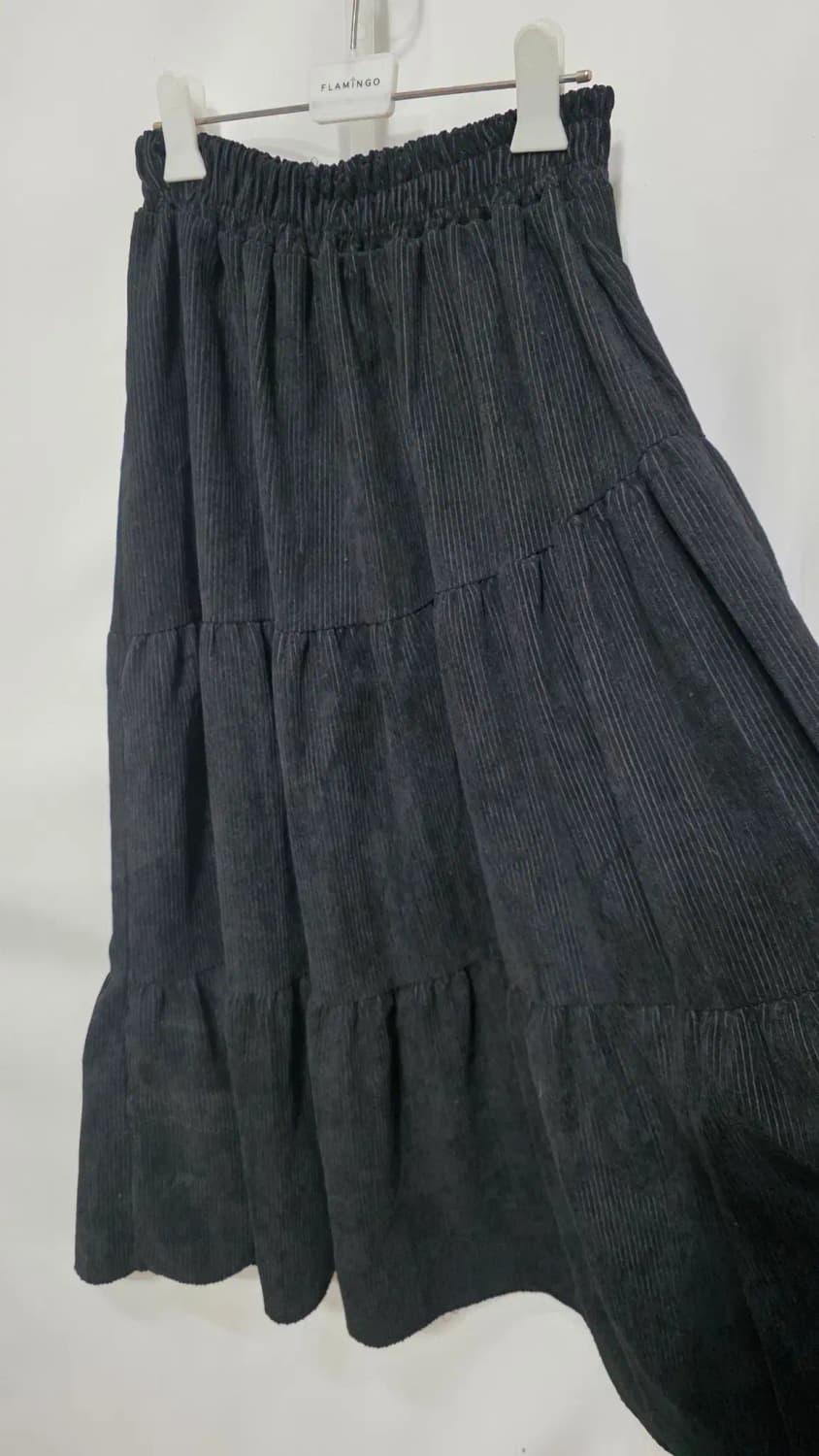 블랙 골지 밴딩 캉캉 롱 스커트 편한치 코듀로이스커트 골덴치마 상품이미지3