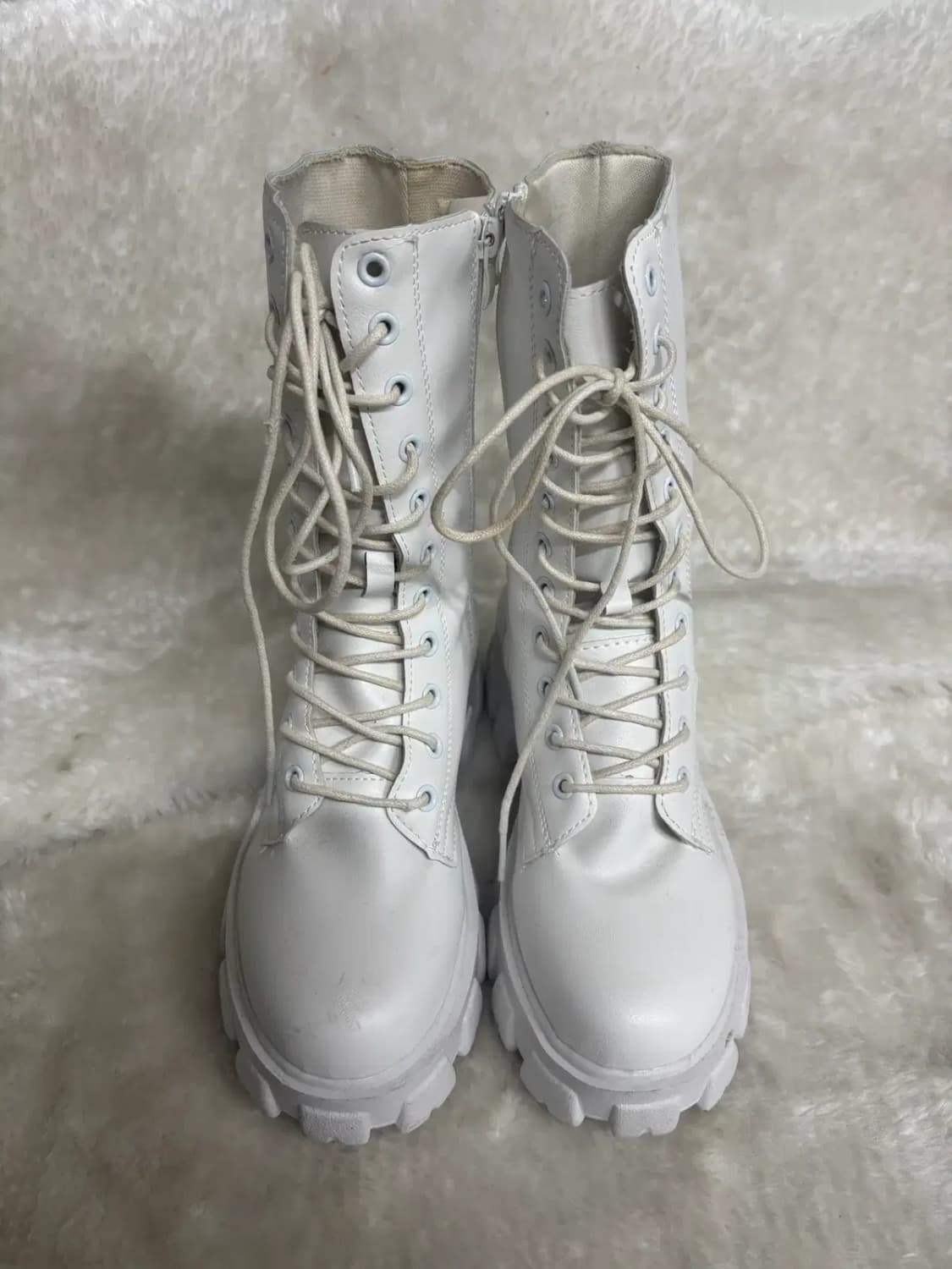 화이트 플랫폼( 통굽) 레이스업 워커 부츠 상품이미지1