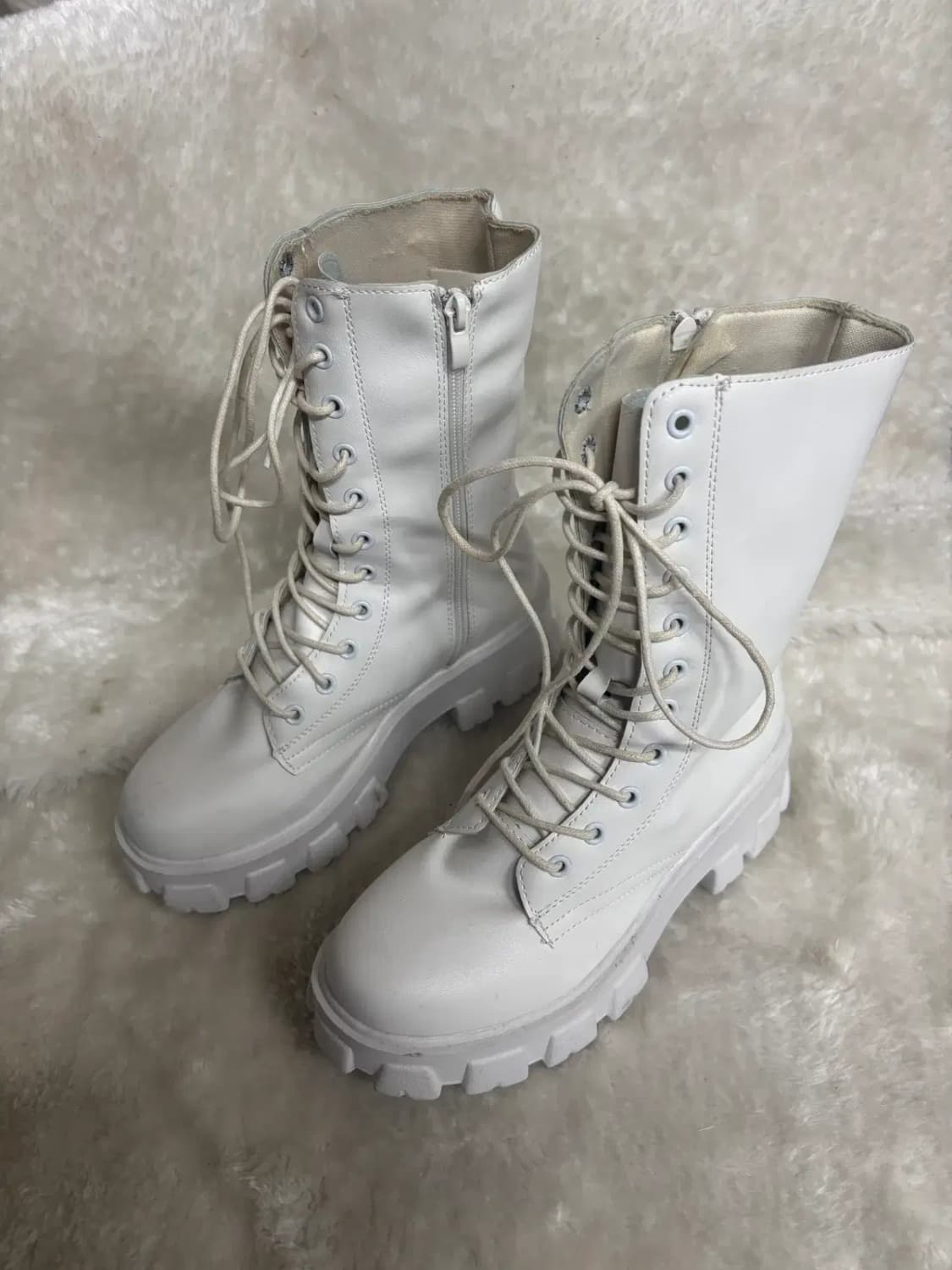 화이트 플랫폼( 통굽) 레이스업 워커 부츠 상품이미지2
