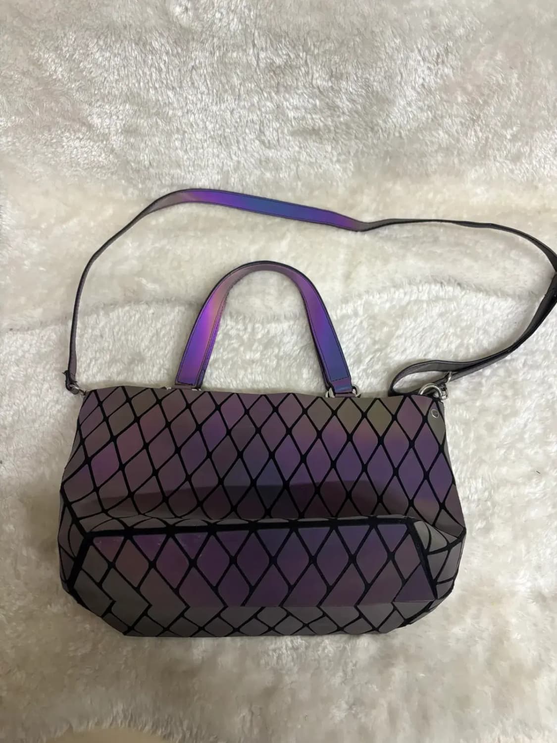 JM bags 기하학적 격자 패턴 반사성 토드백 앤 크로스백 상품이미지1