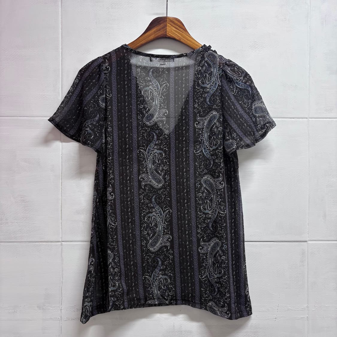 KLEIN PLUS 페어리 페이즐리 리본 시스루 블라우스 38 상품이미지5