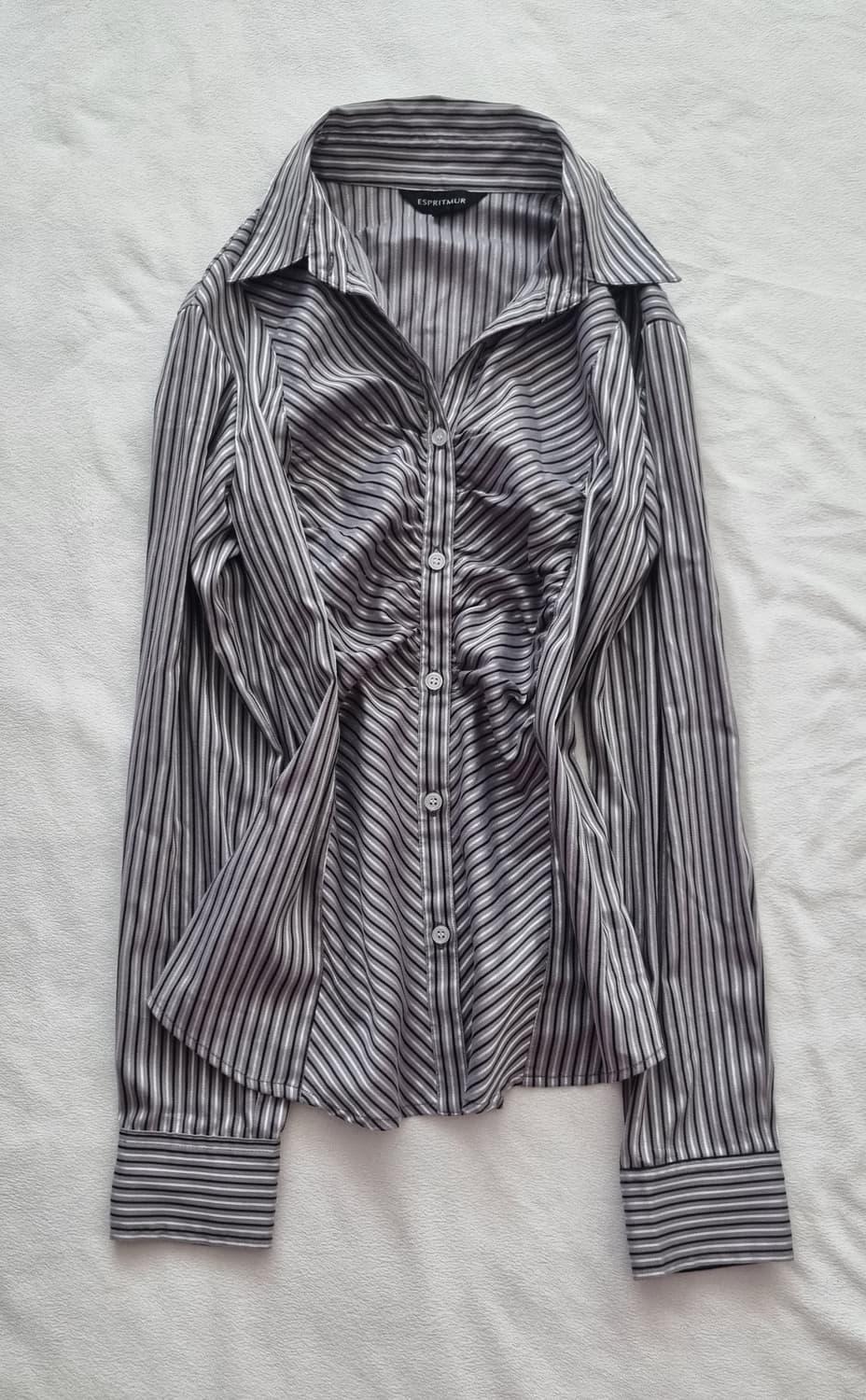 빈티지 긱시크 갸루 스트라이프 실버 셔츠 상품이미지1