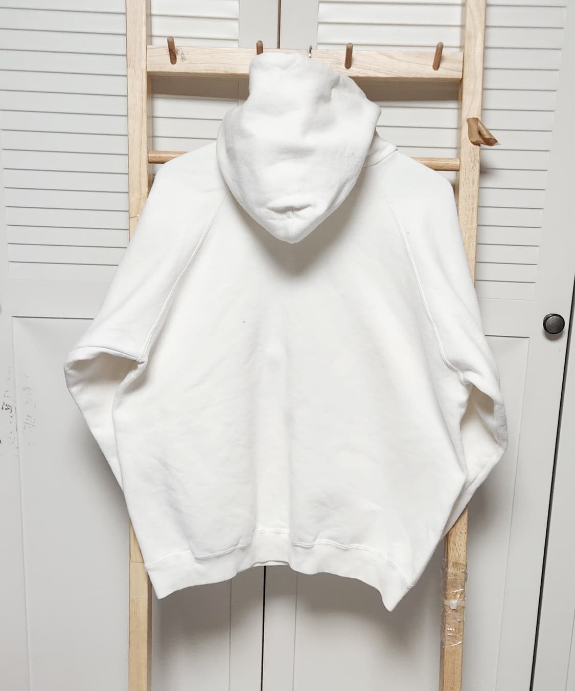 L 아디다스 90s 빅로고 오버핏 아이보리x화이트 후드티 상품이미지4