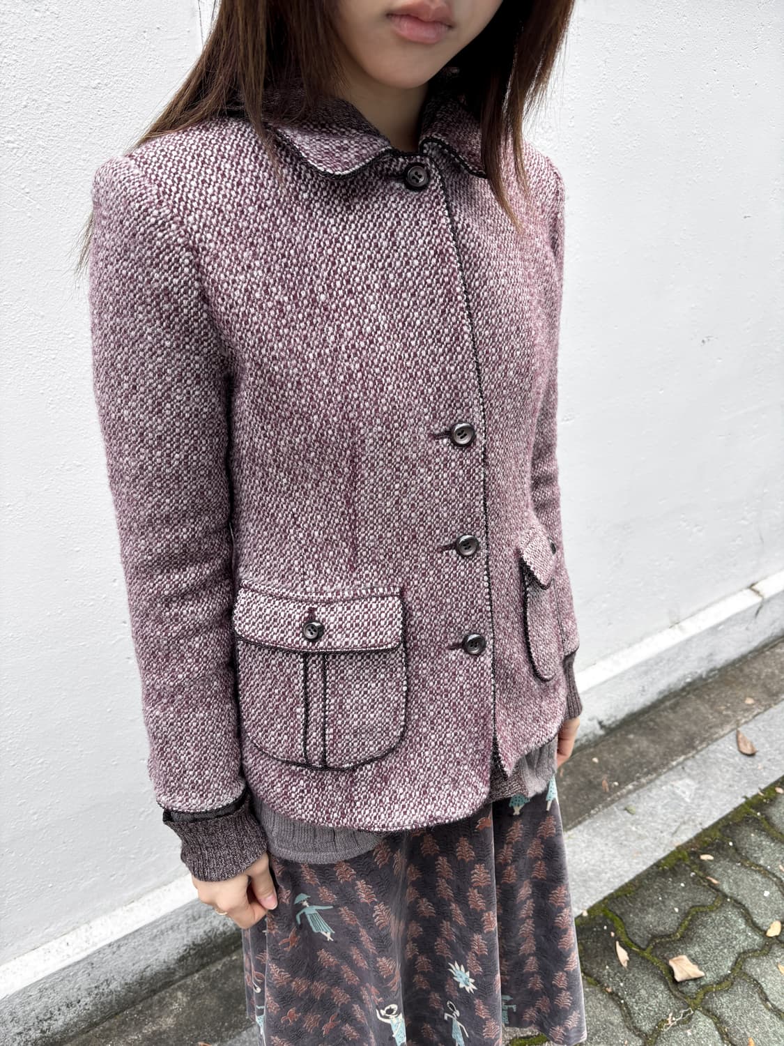 빈티지 퍼플 울 자켓 숏코트 상품이미지1