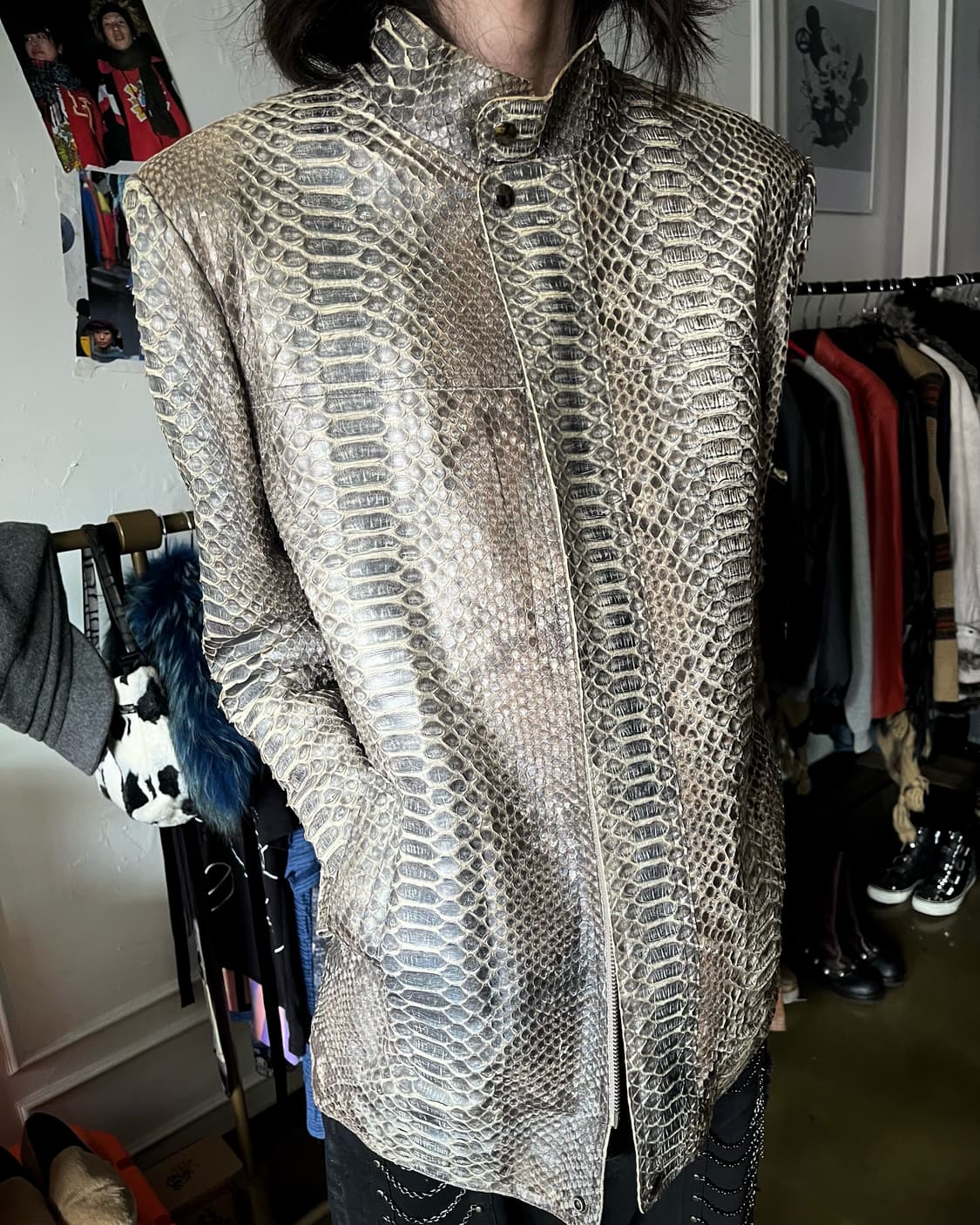 Reticulated Python Skin Leather Jacket 상품이미지4