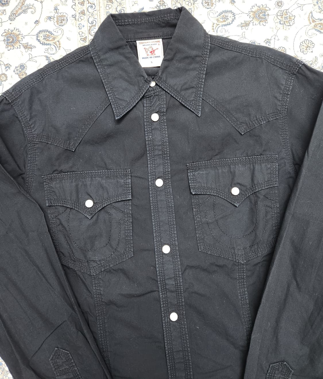 트루릴리젼 블랙 웨스턴 뒷판 나염 셔츠 S 상품이미지2