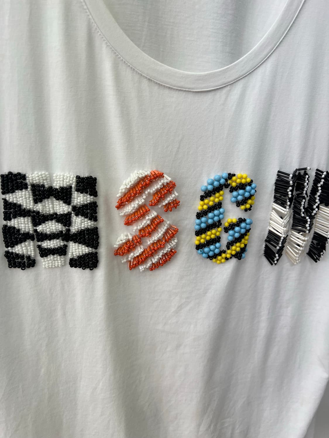 정품) MSGM 여성 비즈 반팔티 S 상품이미지4
