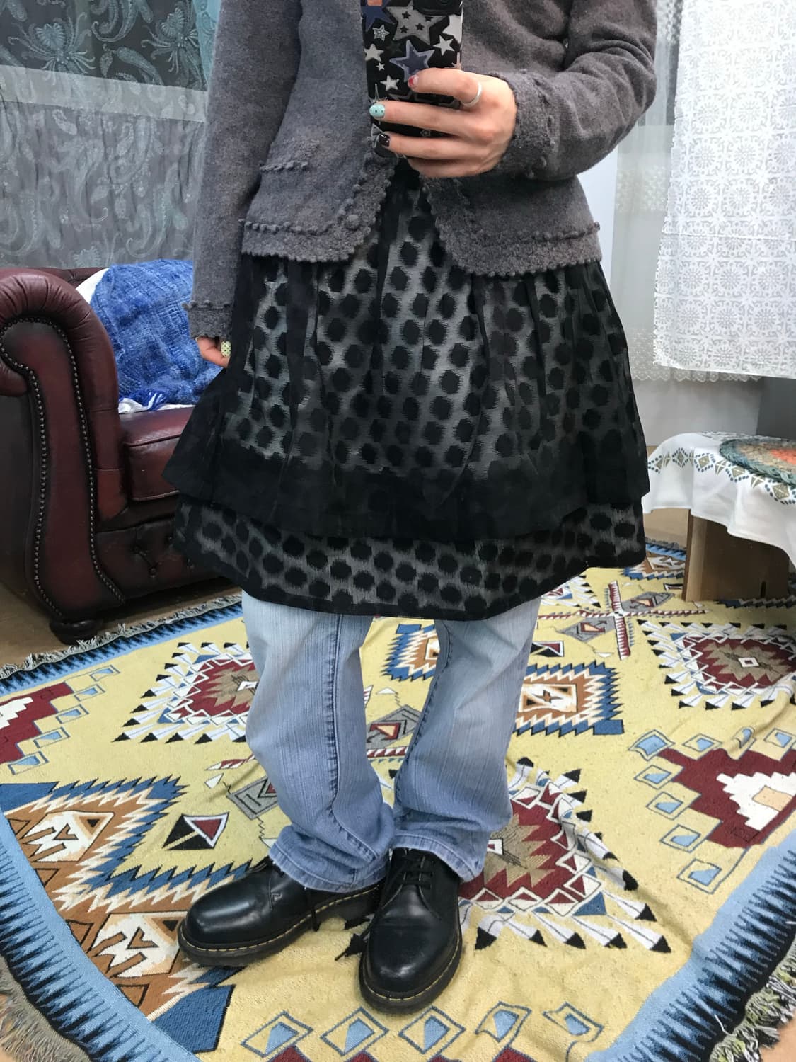 빈티지 여성 도트 미니스커트  상품이미지1