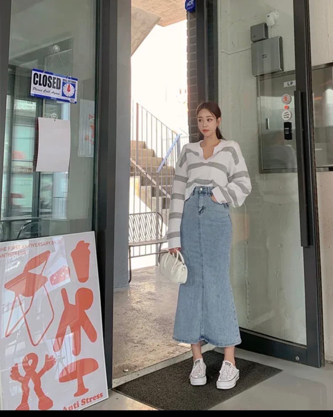 새상품) 스판짱짱 데님롱 머메이드 스커트, 청스커트 상품이미지2