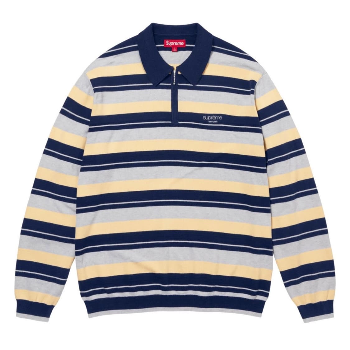 [S] 슈프림 스트라이프 집 롱슬리브 폴로 네이비 상품이미지2