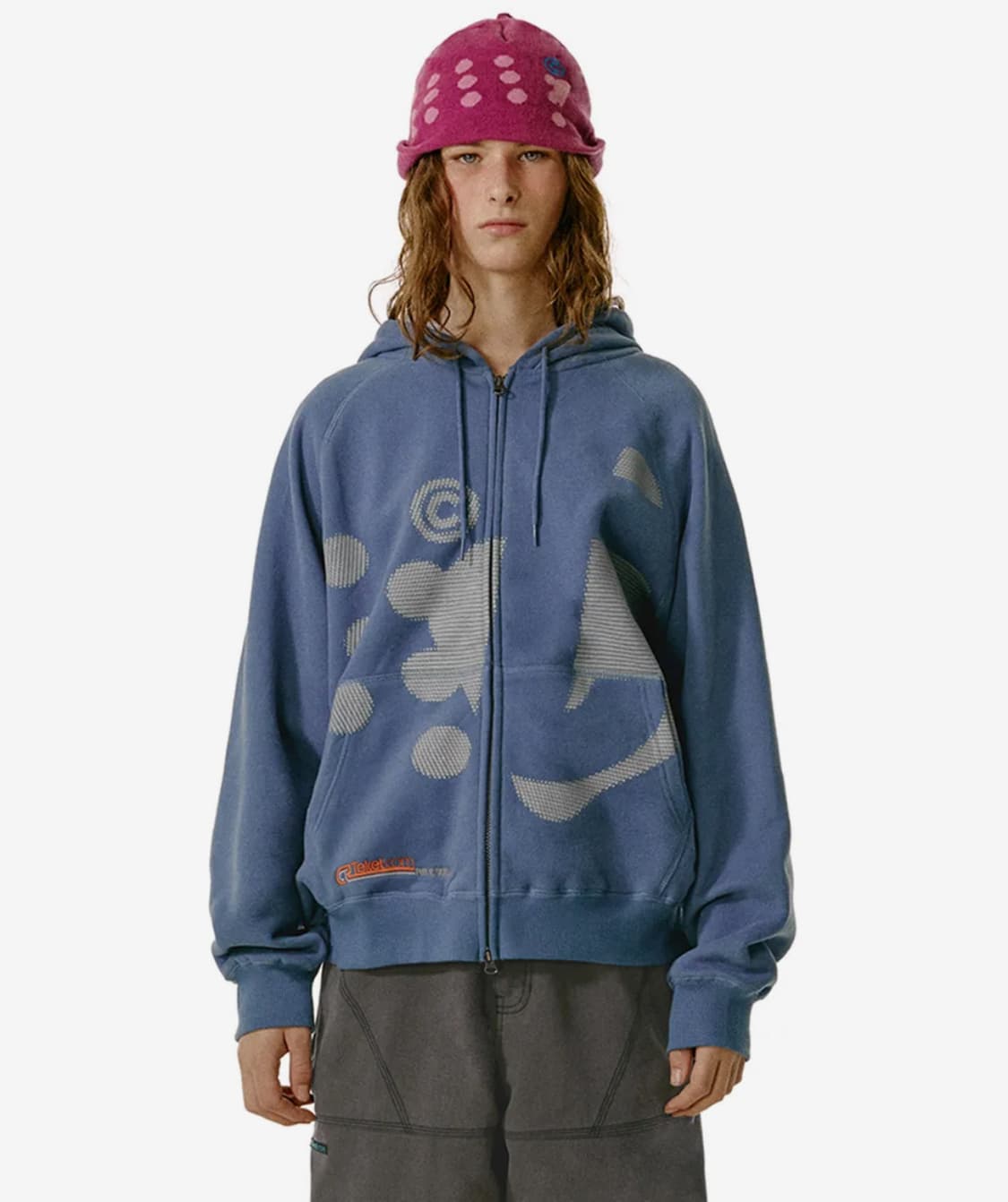 Dot-Com Zip-Up Hoodie Dusty Blue 상품이미지1