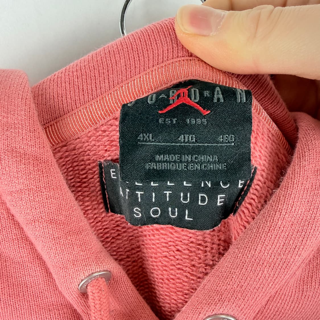 (4XL) 나이키 에어조던 자수로고 후드 티 핑크 상품이미지5