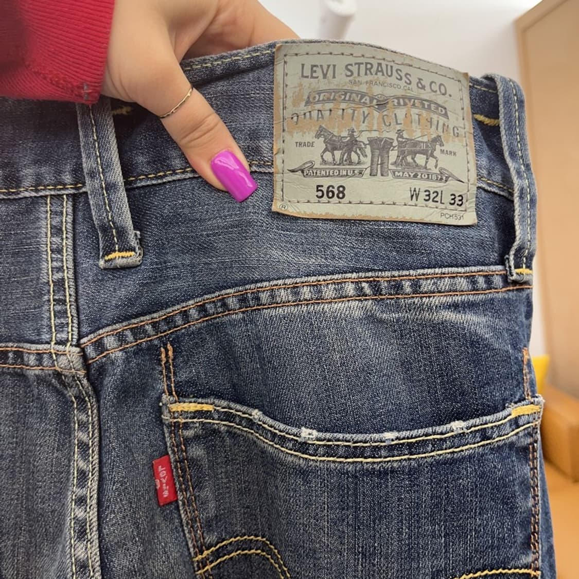 리바이스 568 빈티지 스트릿 크랙워싱 데님팬츠 32인치 C07237 상품이미지5