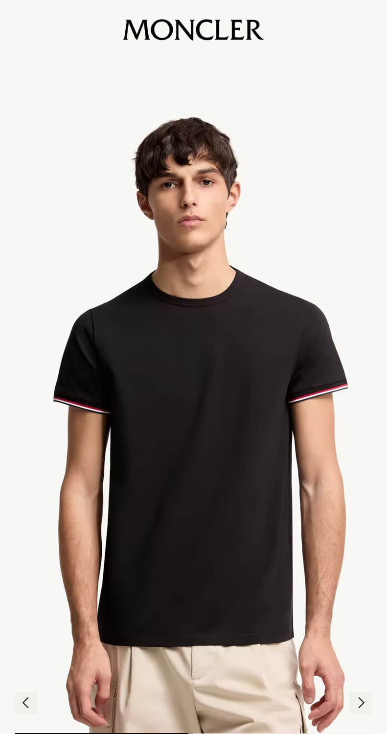 (Moncler) 몽클레어 삼색 반팔 슬림핏 티셔츠 (네이비 색상)(m) 상품이미지2