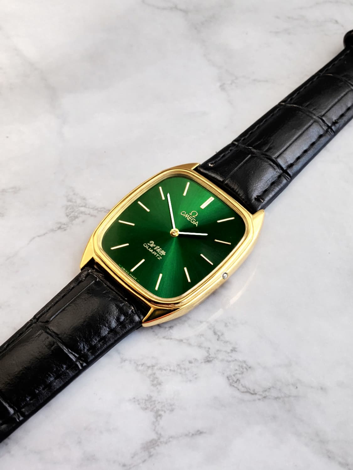 정품 오메가 드빌 쿼츠 그린 금장 빈티지 시계 상품이미지3