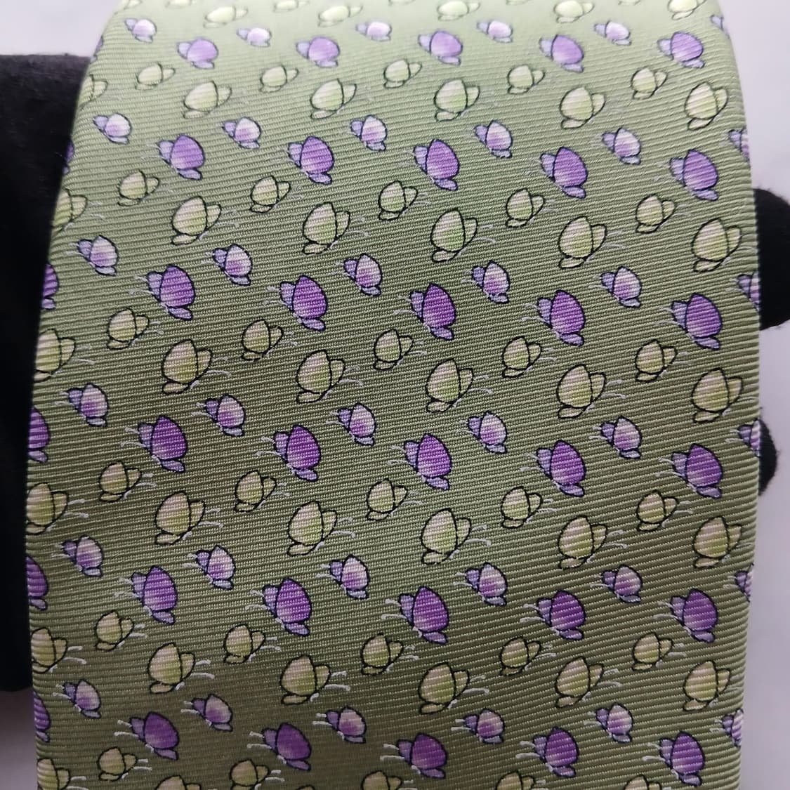 루이까또즈 실크 그린 플로럴 패턴 넥타이 8.6cm A+등급 A18752 상품이미지6