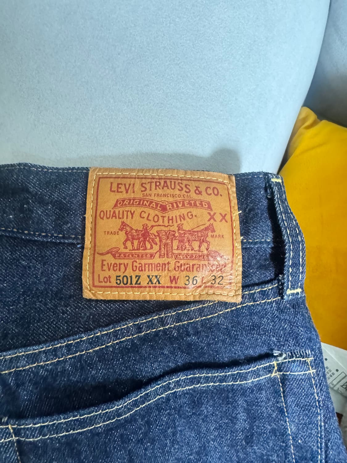 리바이스 셀비지진 36/32 수축된상태 상품이미지2