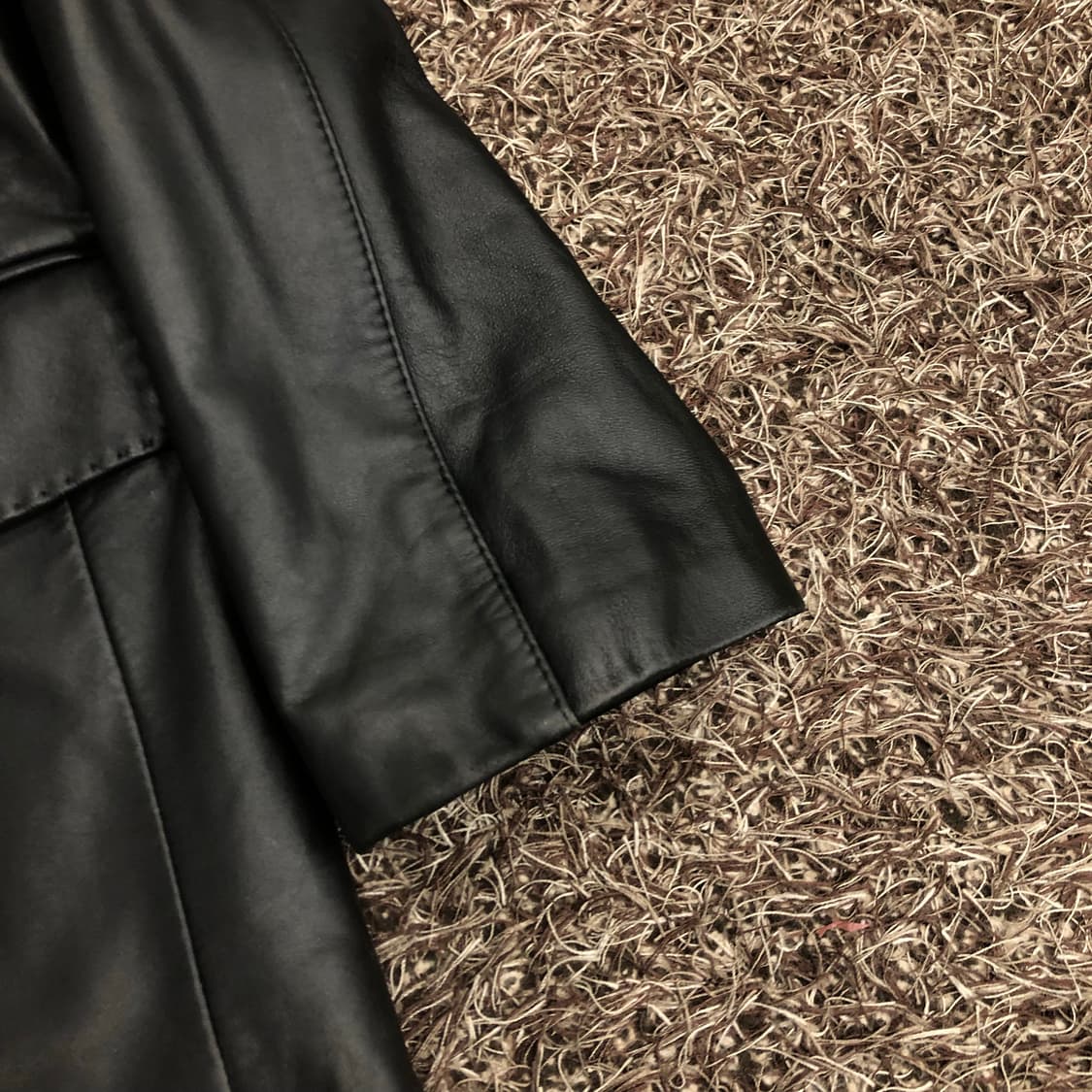 빈티지 양가죽 투버튼 블레이저 스티치 레더 가죽 자켓 상품이미지3