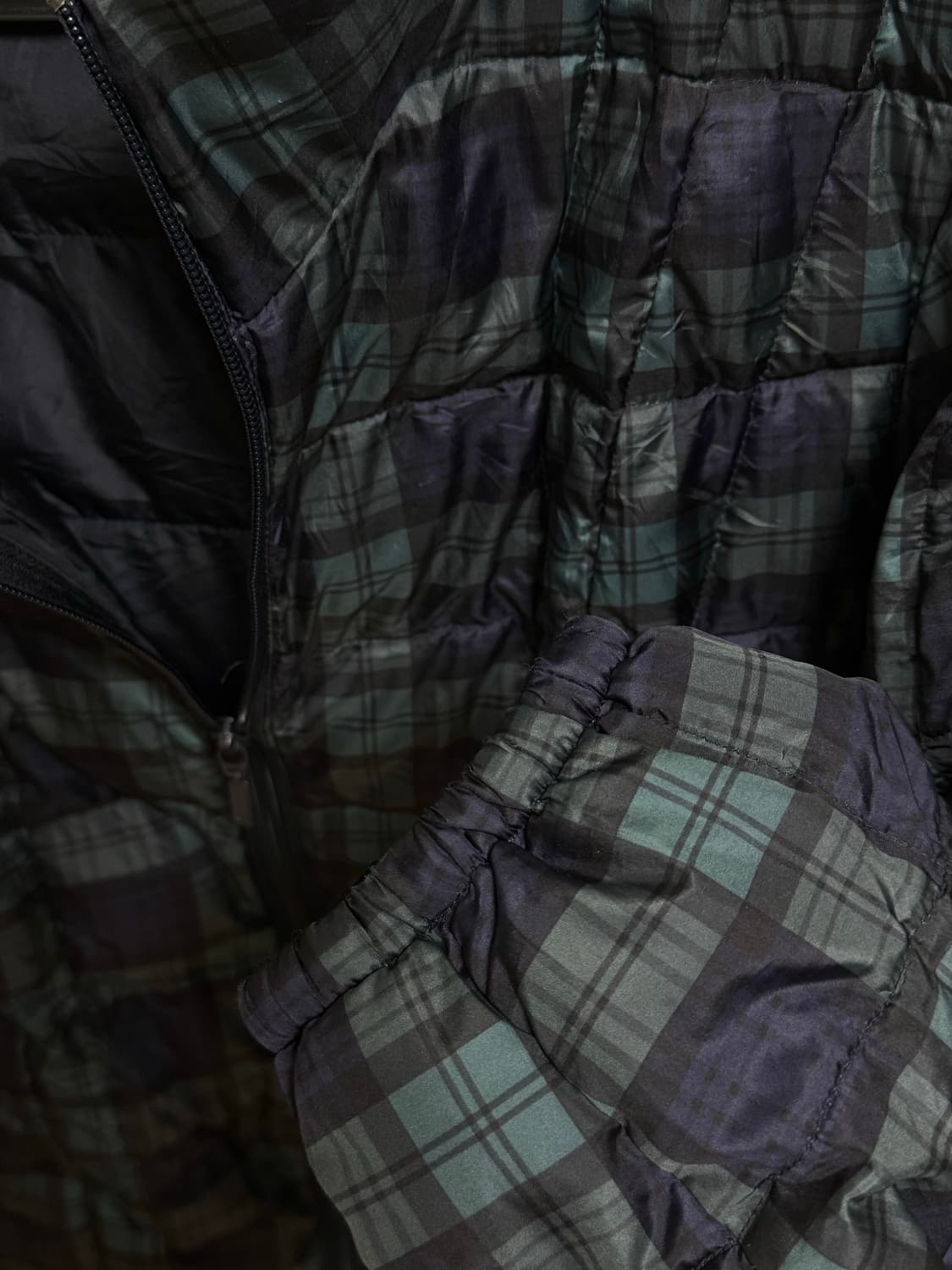 빈티지 체크무늬 경량패딩 상품이미지3