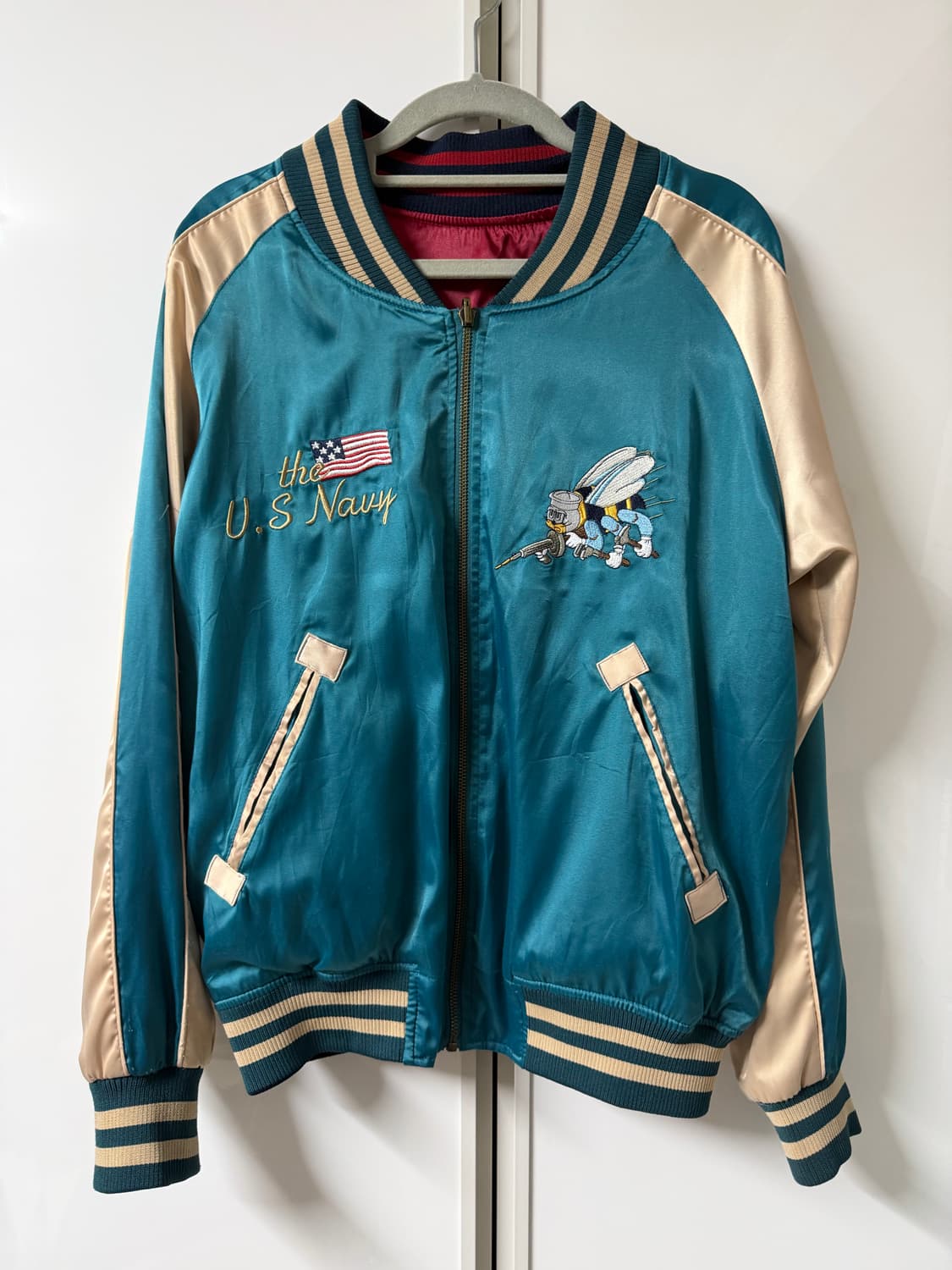 빈티지 스카잔 리버시블 블루 레드 상품이미지1