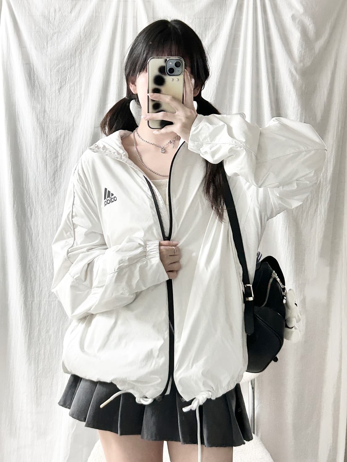 아디다스 화이트 누빔 바람막이 상품이미지4