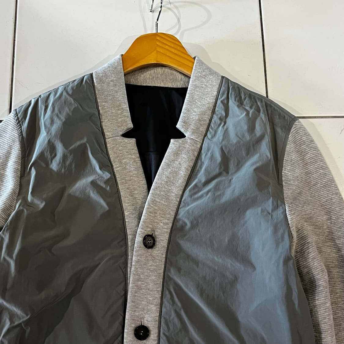 알레그리 배색 가디건 그레이 상품이미지2