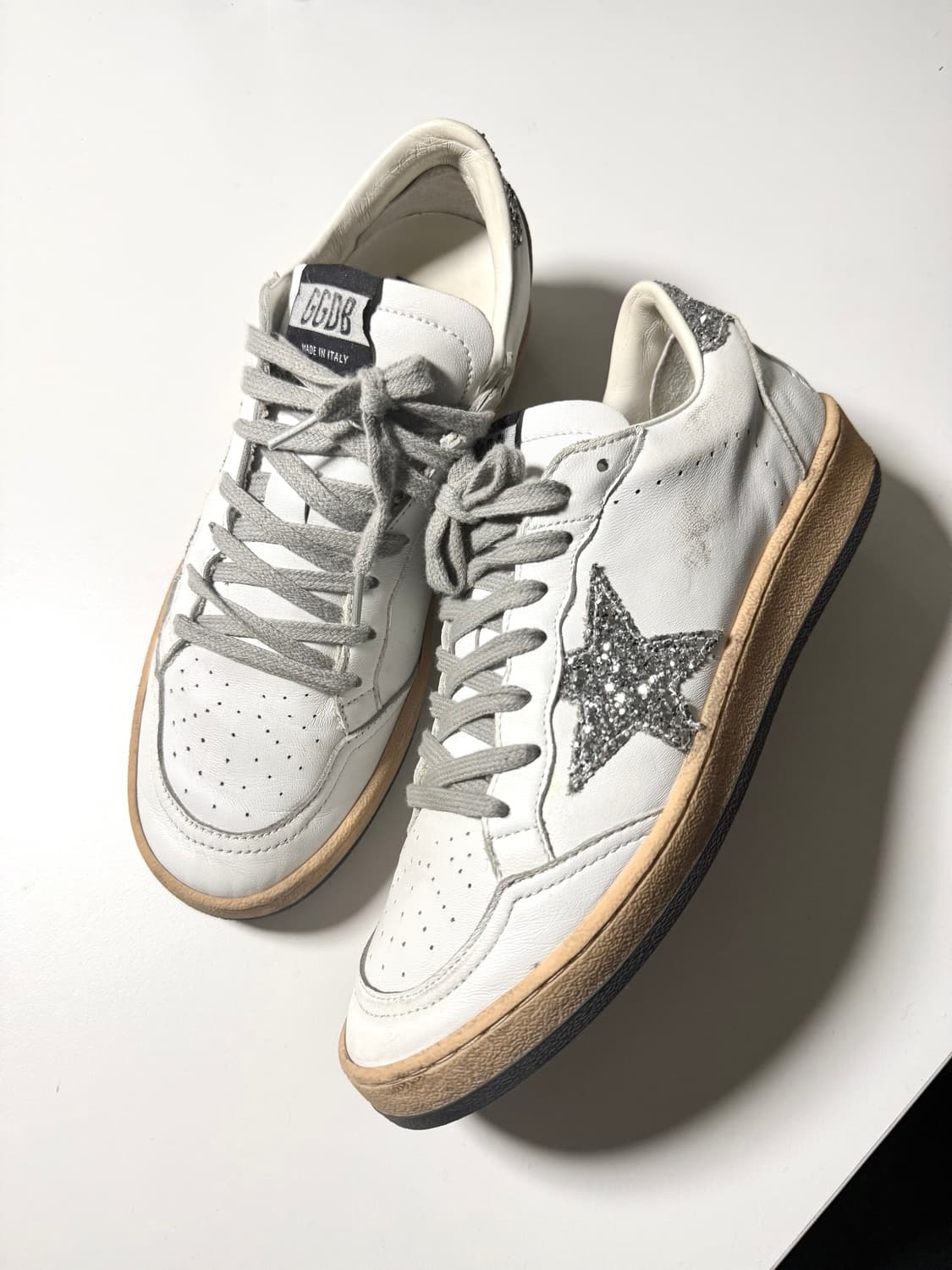 38사이즈, 250 골든구스 볼스타 화이트 글리터 스니커즈 상품이미지2