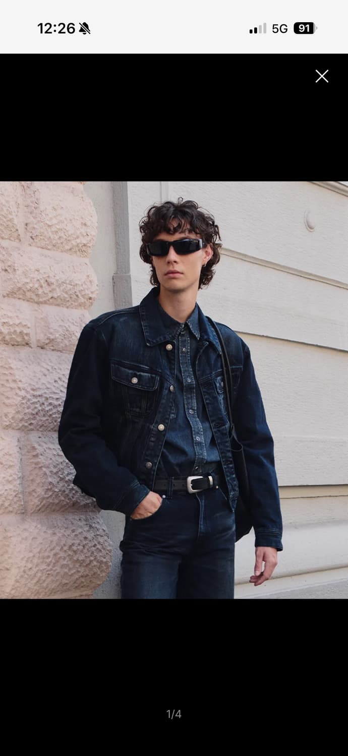 엘무드 버번 데님 트러커 자켓 46 미드나잇블루 1회착 상품이미지1