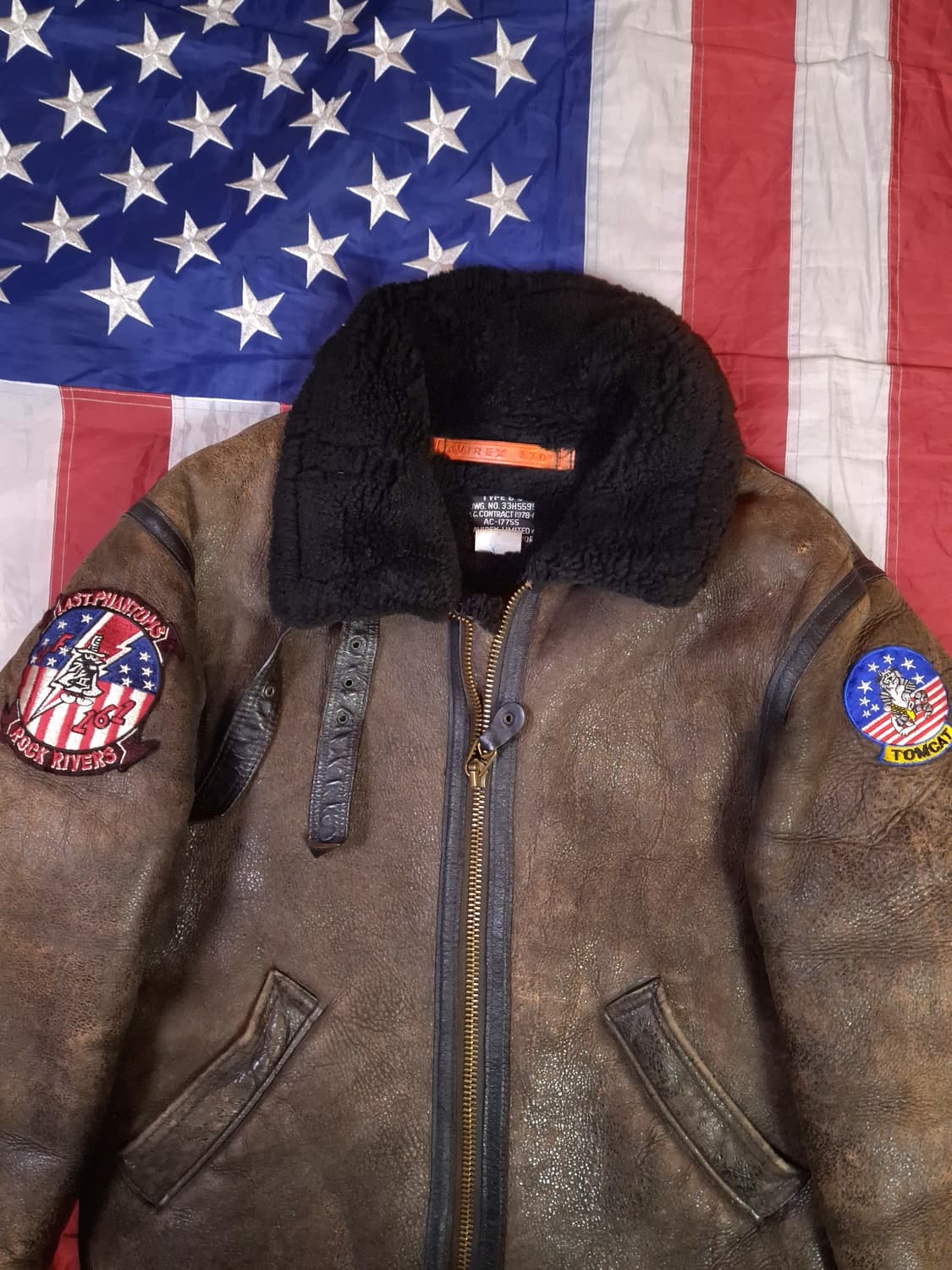 오리지날 미국제조 아비렉스 미공군 B-3 리얼레더 항공 폭격기 무스탕 상품이미지2