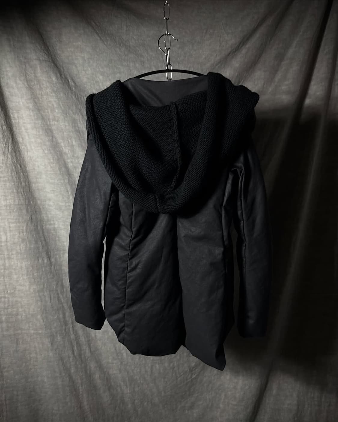 masnada 비대칭 후드 왁스 코팅 패딩 상품이미지6