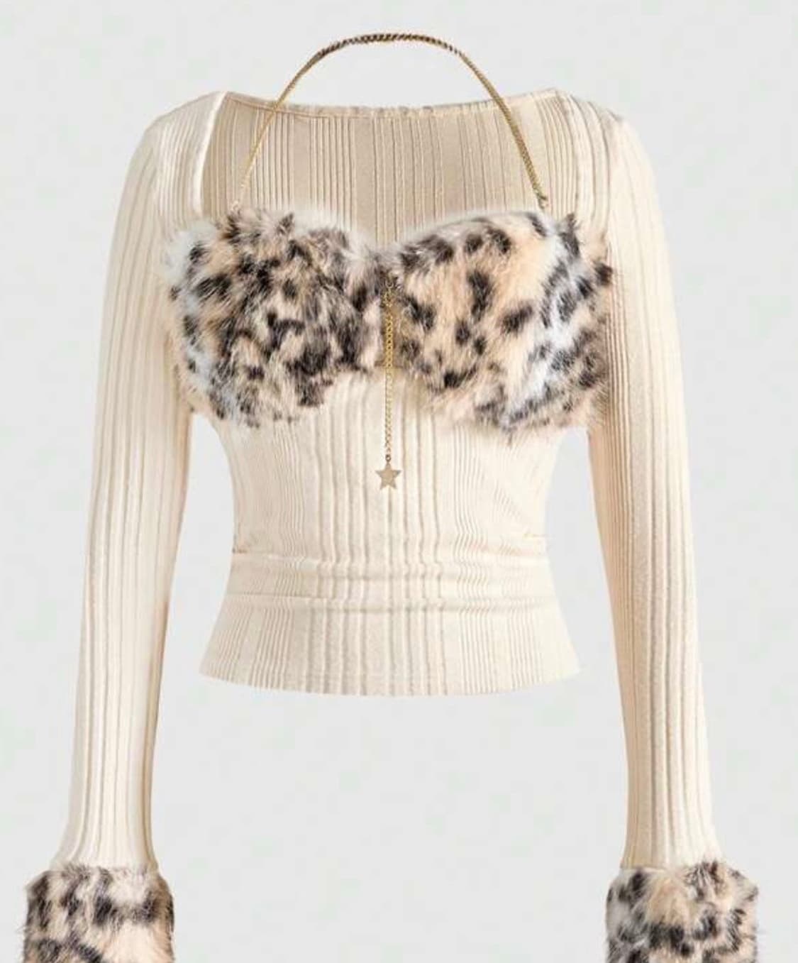 히메갸루 호피 갸루깔 블라우스 니트 상품이미지2