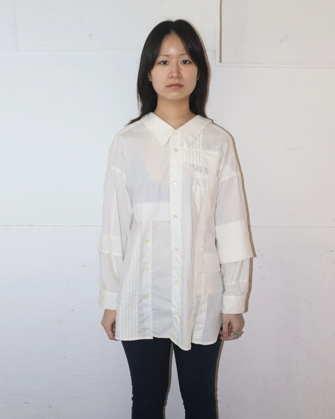 미하라 야스히로 “모디파이드” 패치워크 버튼 업 오픈카라 셔츠 상품이미지1