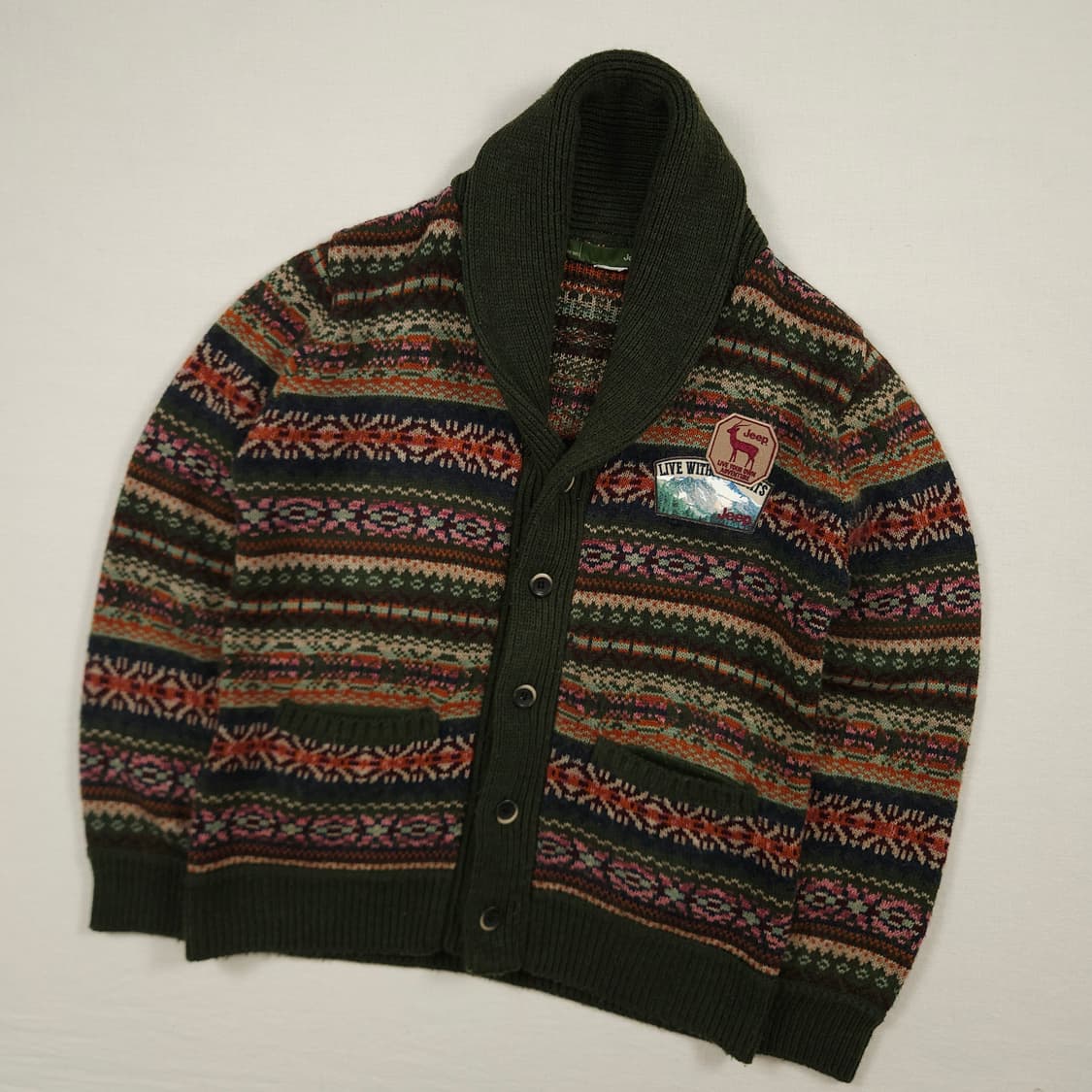 L(100) JEEP 페어아일 숄더넥 니트가디건 상품이미지2