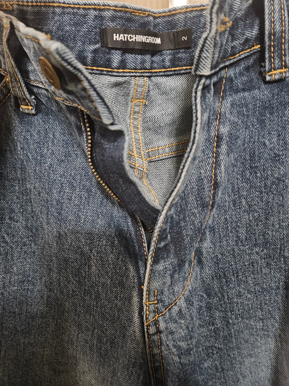 해칭룸 와이드커브진 워시드 블루 s 상품이미지2