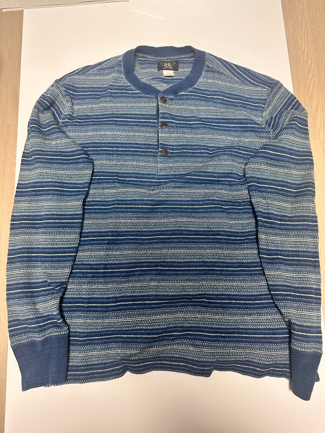 RRL 인디고 스트라이프 자카드 헨리넥 L 상품이미지2