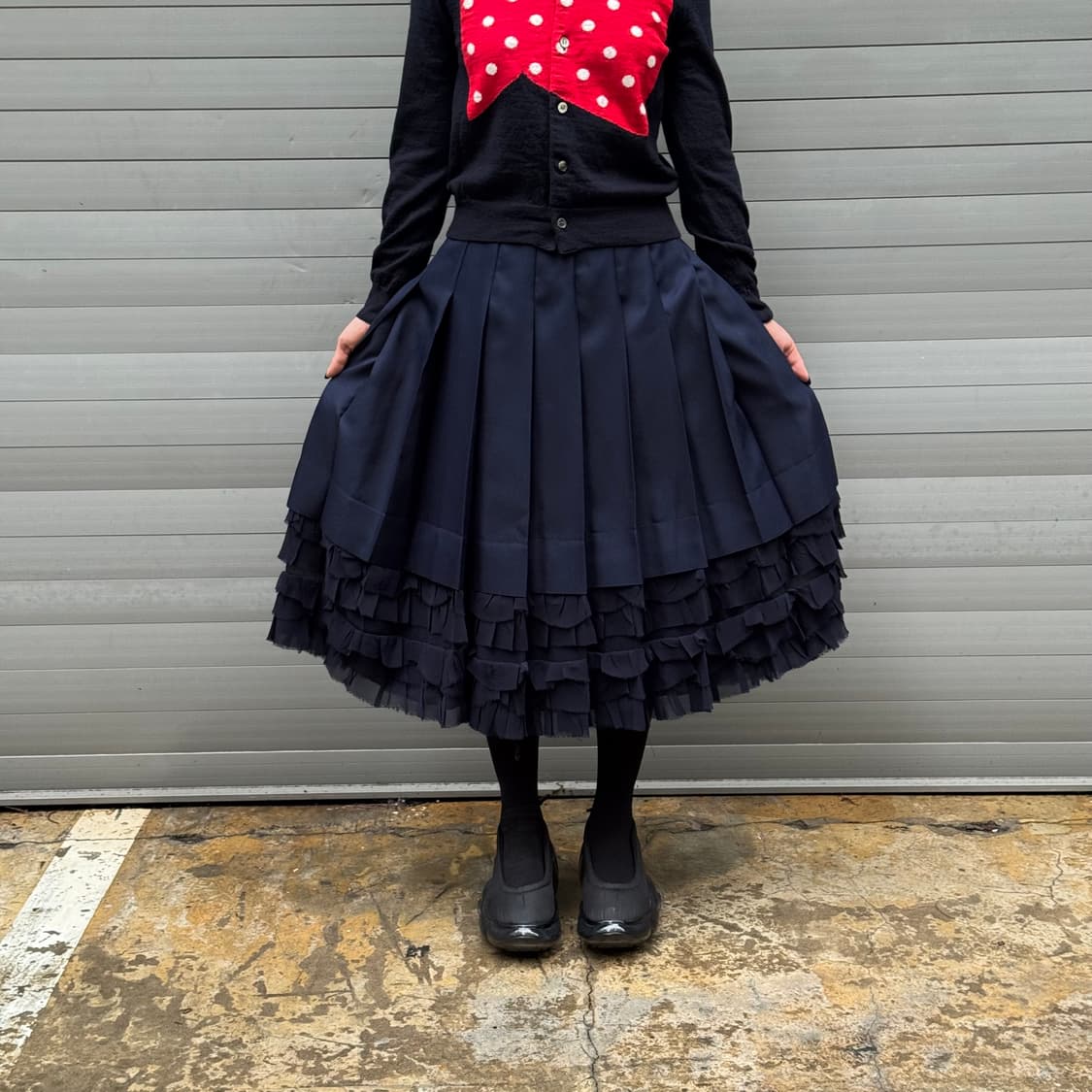 Ruffled Pleated Navy Skirt 상품이미지8